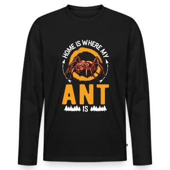 La maison est l’endroit où sont mes fourmis - T-shirt manches longues Premium bio Homme - noir - Devant - Nico (187cm)