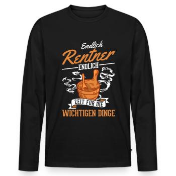 Sauna Rentner Saunieren Opa Saunagänger - Männer Premium Bio Langarmshirt - Schwarz - Vorne - Nico (187cm)
