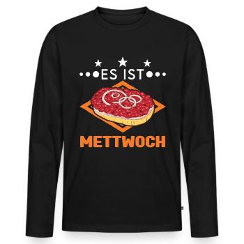 Es ist Mettwoch Mettbrötchen Mett Hackepeter - Männer Premium Bio Langarmshirt - Schwarz - Vorne - Nico (187cm)
