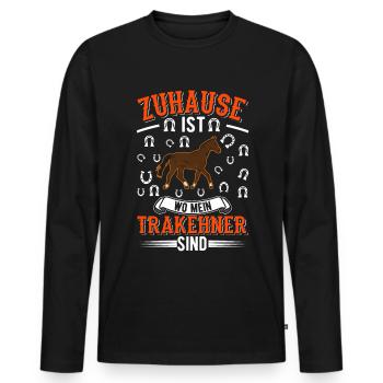 Zuhause ist wo mein Trakehner sind - Männer Premium Bio Langarmshirt - Schwarz - Vorne - Nico (187cm)