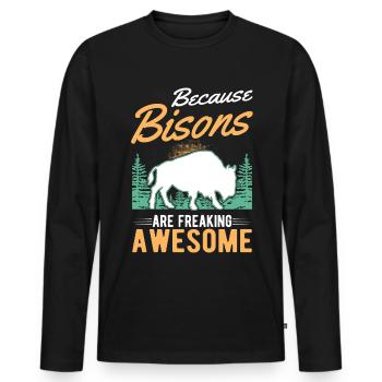 Buffalo Gift Bison Water Buffalo Buffalo - Men's Premium Organic Long Sleeve Shirt - black - Front - Nico (187cm)
