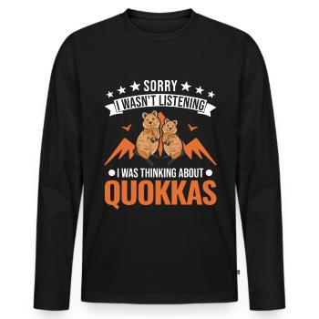 Quokka Gift Kangourou à queue courte - T-shirt manches longues Premium bio Homme - noir - Devant - Nico (187cm)