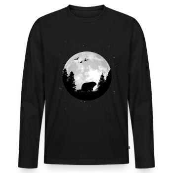 Marmotte Lune Jour de la marmotte de la forêt Marmotte - T-shirt manches longues Premium bio Homme - noir - Devant - Nico (187cm)