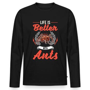 Das Leben ist besser mit Ameisen Ameisenfarm - Männer Premium Bio Langarmshirt - Schwarz - Vorne - Nico (187cm)