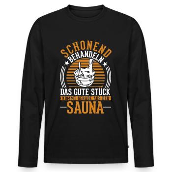 Sauna Saunieren Saunagänger - Männer Premium Bio Langarmshirt - Schwarz - Vorne - Nico (187cm)
