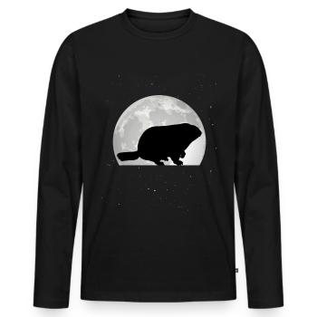 Marmotte Lune Jour de la marmotte de la forêt Marmotte - T-shirt manches longues Premium bio Homme - noir - Devant - Nico (187cm)