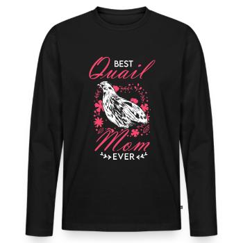 Caille Maman Caille Éleveuse Caille Femme - T-shirt manches longues Premium bio Homme - noir - Devant - Nico (187cm)