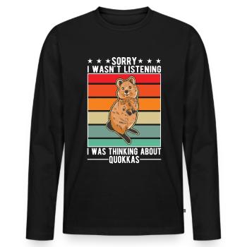 Quokka Gift Kangourou à queue courte - T-shirt manches longues Premium bio Homme - noir - Devant - Nico (187cm)