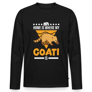 Home is where my coati is - Men's Premium Organic Long Sleeve Shirt - black - Front - Nico (187cm)