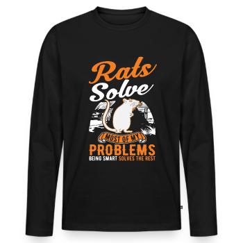 Rat Gift Domestic Rat Rat Owner - Men's Premium Organic Long Sleeve Shirt - black - Front - Nico (187cm)