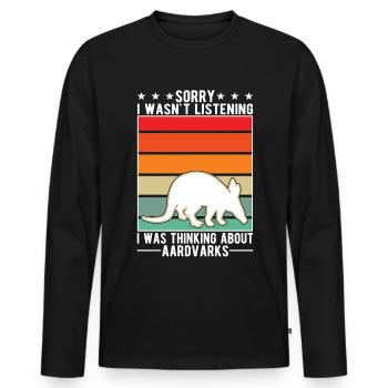 Aardvark Cadeau Aardvark - T-shirt manches longues Premium bio Homme - noir - Devant - Nico (187cm)