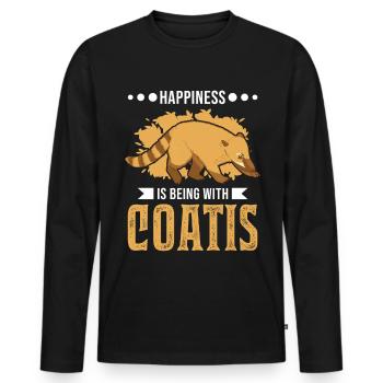 Le bonheur, c’est d’être avec Coatis coati - T-shirt manches longues Premium bio Homme - noir - Devant - Nico (187cm)