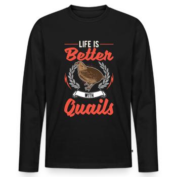 La vie est meilleure avec les éleveurs de cailles - T-shirt manches longues Premium bio Homme - noir - Devant - Nico (187cm)