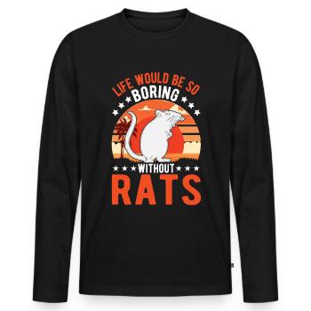 Rat Gift Domestic Rat Rat Owner - Men's Premium Organic Long Sleeve Shirt - black - Front - Nico (187cm)