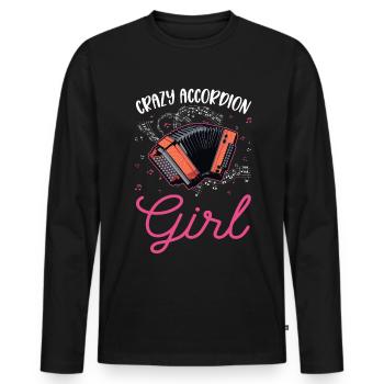 Crazy Accordion Girl Accordéoniste - T-shirt manches longues Premium bio Homme - noir - Devant - Nico (187cm)