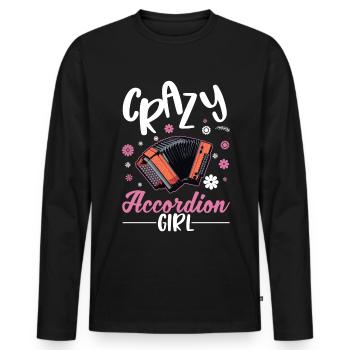 Crazy Accordion Girl Accordéoniste - T-shirt manches longues Premium bio Homme - noir - Devant - Nico (187cm)