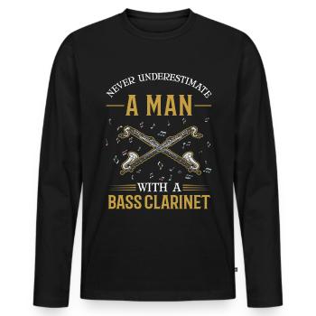 Clarinette basse Homme Clarinettiste basse - T-shirt manches longues Premium bio Homme - noir - Devant - Nico (187cm)