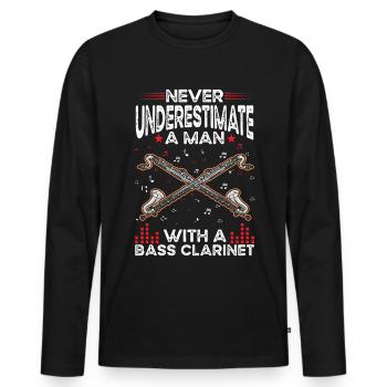 Clarinette basse Homme Clarinettiste basse - T-shirt manches longues Premium bio Homme - noir - Devant - Nico (187cm)
