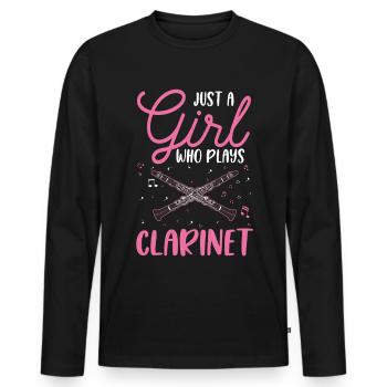 Clarinette Clarinettiste - T-shirt manches longues Premium bio Homme - noir - Devant - Nico (187cm)