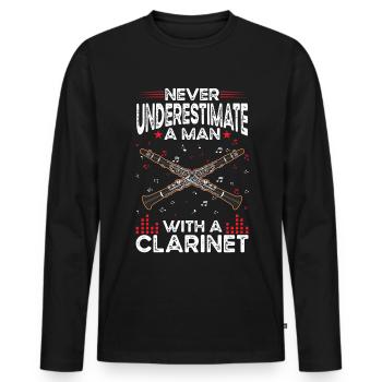 Clarinettes Homme Clarinettiste Clarinettiste - T-shirt manches longues Premium bio Homme - noir - Devant - Nico (187cm)