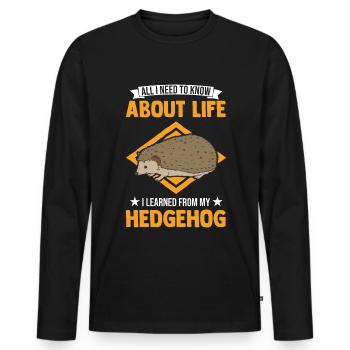 Igel Geschenk Stacheligel - Männer Premium Bio Langarmshirt - Schwarz - Vorne - Nico (187cm)