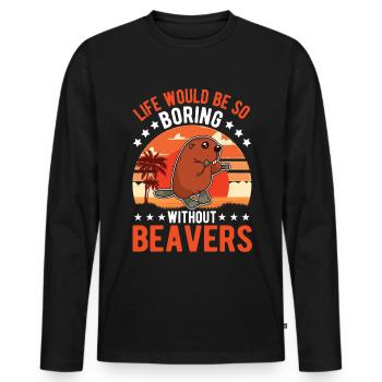 Biber Geschenk Biberdamm - Männer Premium Bio Langarmshirt - Schwarz - Vorne - Nico (187cm)