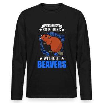 Biber Geschenk Biberdamm - Männer Premium Bio Langarmshirt - Schwarz - Vorne - Nico (187cm)