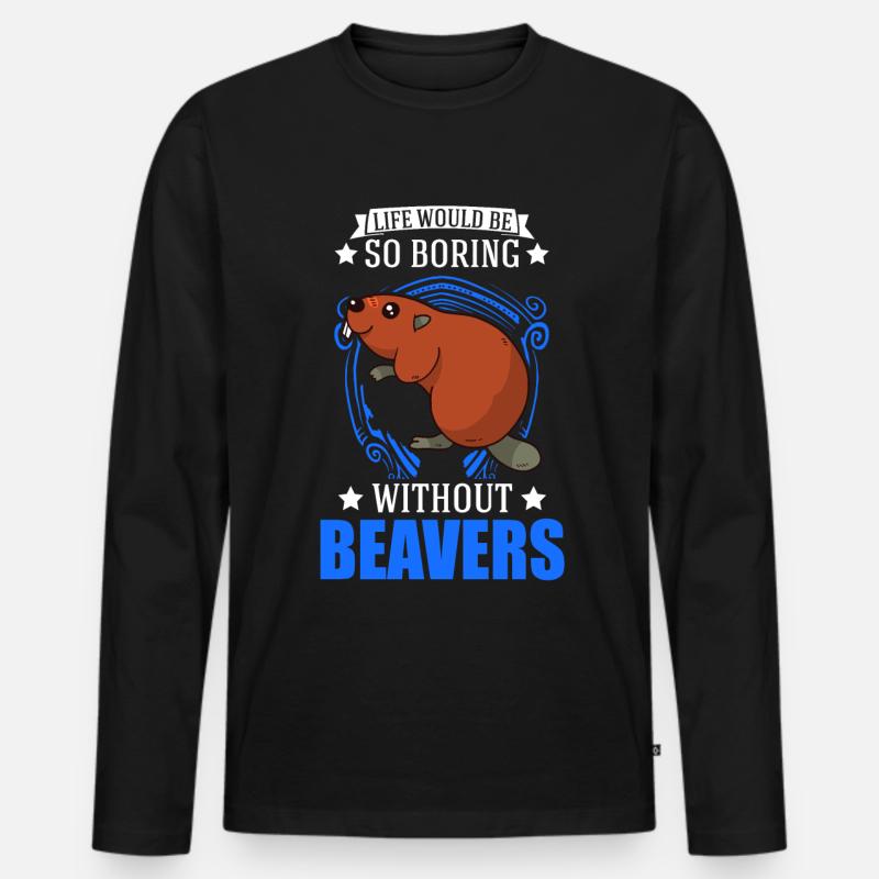 Biber Geschenk Biberdamm - Männer Premium Bio Langarmshirt - Schwarz
