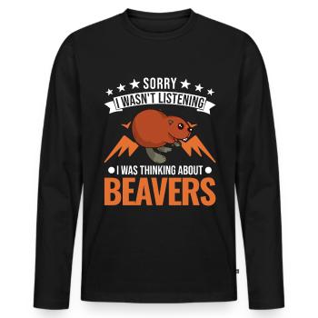 Beaver Beaver Dam Gift Beaver - Men's Premium Organic Long Sleeve Shirt - black - Front - Nico (187cm)
