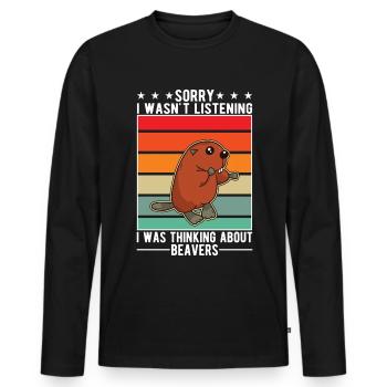 Beaver Beaver Dam Gift Beaver - Men's Premium Organic Long Sleeve Shirt - black - Front - Nico (187cm)