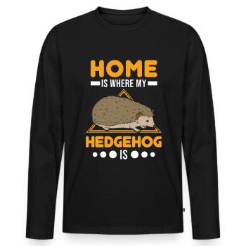 La maison est l’endroit où se trouve mon hérisson - T-shirt manches longues Premium bio Homme - noir - Devant - Nico (187cm)