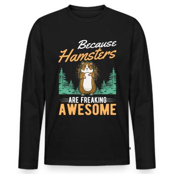 Hamster Cadeau Hamster Nain Hamster doré - T-shirt manches longues Premium bio Homme - noir - Devant - Nico (187cm)