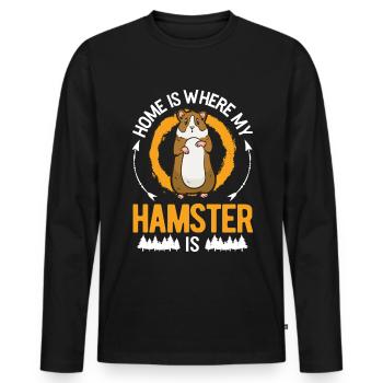 Zuhause ist wo mein Hamster ist Hamsterrad - Männer Premium Bio Langarmshirt - Schwarz - Vorne - Nico (187cm)