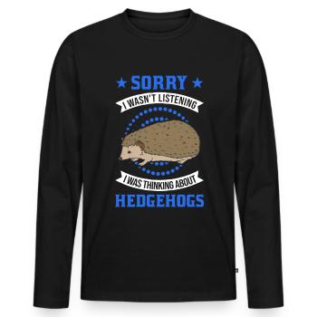 Hedgehog Gift Stacheligel - Men's Premium Organic Long Sleeve Shirt - black - Front - Nico (187cm)