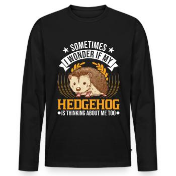 Hérisson Cadeau Stacheligel - T-shirt manches longues Premium bio Homme - noir - Devant - Nico (187cm)