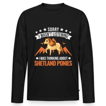 Poney Shetland Poney Shetland Shetty - T-shirt manches longues Premium bio Homme - noir - Devant - Nico (187cm)