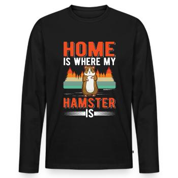 Zuhause ist wo mein Hamster ist Hamsterrad - Männer Premium Bio Langarmshirt - Schwarz - Vorne - Nico (187cm)
