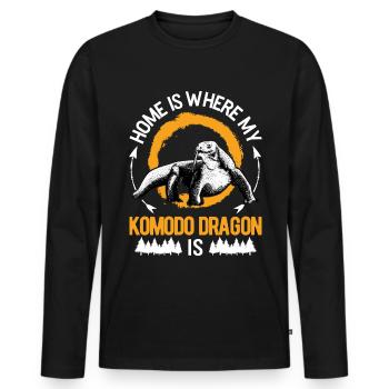La maison est l’endroit où mon dragon de Komodo est Waran - T-shirt manches longues Premium bio Homme - noir - Devant - Nico (187cm)