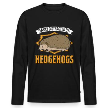 Easily distracted by Hedgehogs Igel - Men's Premium Organic Long Sleeve Shirt - black - Front - Nico (187cm)