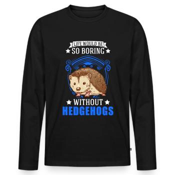 Hedgehog Gift Stacheligel - Men's Premium Organic Long Sleeve Shirt - black - Front - Nico (187cm)