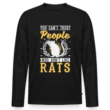 Rat Gift Rat domestique Rat Propriétaire - T-shirt manches longues Premium bio Homme - noir - Devant - Nico (187cm)