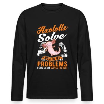 Axolotl Cadeau Amphibien à queue - T-shirt manches longues Premium bio Homme - noir - Devant - Nico (187cm)