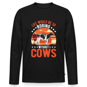 Vache Éleveurs de bovins Agriculteur Vaches - T-shirt manches longues Premium bio Homme - noir - Devant - Nico (187cm)