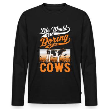 Vache Éleveurs de bovins Agriculteur Vaches - T-shirt manches longues Premium bio Homme - noir - Devant - Nico (187cm)