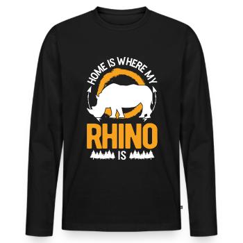 Zuhause ist wo mein Nashorn ist Rhino - Männer Premium Bio Langarmshirt - Schwarz - Vorne - Nico (187cm)