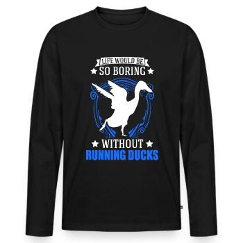 Indian Running Duck Gift Running Duck - Men's Premium Organic Long Sleeve Shirt - black - Front - Nico (187cm)