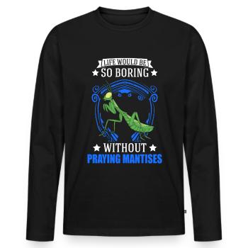 Gottesanbeterin Geschenk Mantis Fangschrecke - Männer Premium Bio Langarmshirt - Schwarz - Vorne - Nico (187cm)