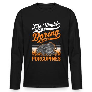 Porcupine Gift Porcupine - Men's Premium Organic Long Sleeve Shirt - black - Front - Nico (187cm)