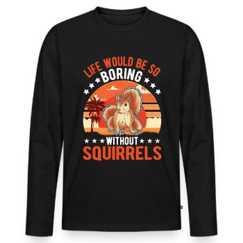 Écureuil Cadeau Écureuil Gris Écureuil - T-shirt manches longues Premium bio Homme - noir - Devant - Nico (187cm)