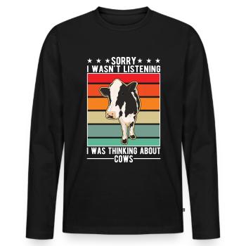 Éleveur de vaches Éleveur de bovins Vaches fermiers - T-shirt manches longues Premium bio Homme - noir - Devant - Nico (187cm)